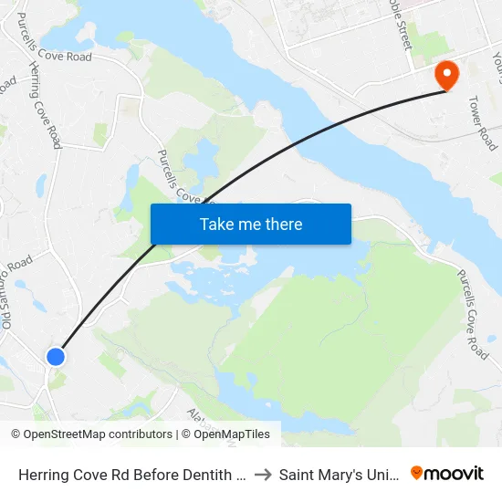 Herring Cove Rd Before Dentith Rd (6853) to Saint Mary's University map