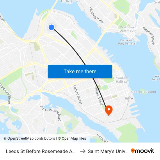 Leeds St Before Rosemeade Ave (7131) to Saint Mary's University map