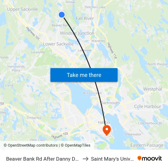 Beaver Bank Rd After Danny Dr (8750) to Saint Mary's University map