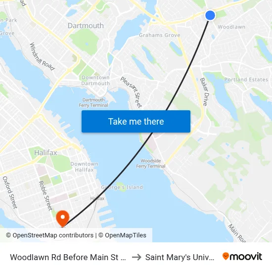 Woodlawn Rd Before Main St (8598) to Saint Mary's University map