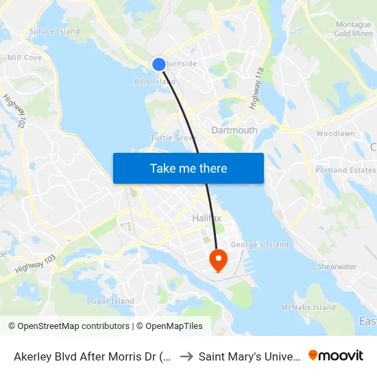 Akerley Blvd After Morris Dr (6006) to Saint Mary's University map