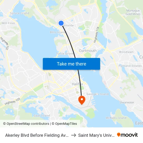Akerley Blvd Before Fielding Ave (6009) to Saint Mary's University map