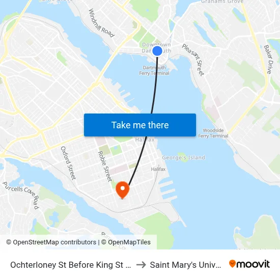 Ochterloney St Before King St (7388) to Saint Mary's University map