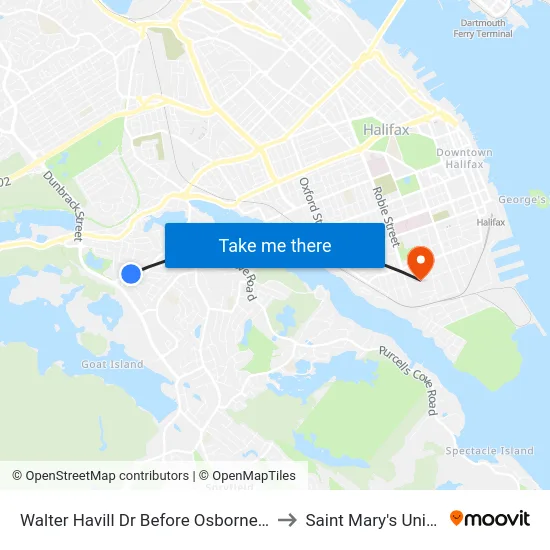 Walter Havill Dr Before Osborne St (8813) to Saint Mary's University map