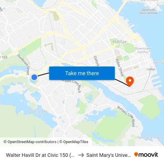 Walter Havill Dr at Civic 150 (8810) to Saint Mary's University map