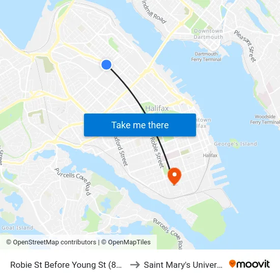Robie St Before Young St (8218) to Saint Mary's University map