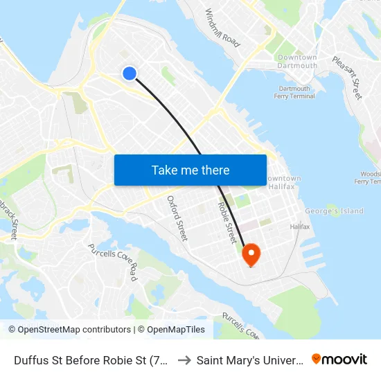 Duffus St Before Robie St (7096) to Saint Mary's University map