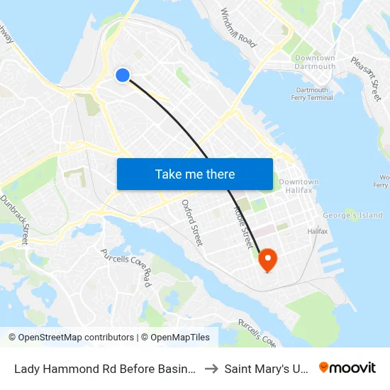 Lady Hammond Rd Before Basinview Dr (7095) to Saint Mary's University map