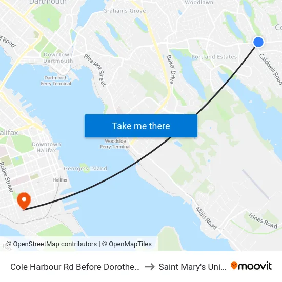 Cole Harbour Rd Before Dorothea Dr (6481) to Saint Mary's University map