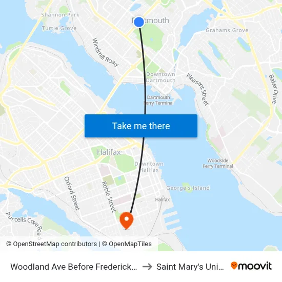 Woodland Ave Before Frederick St (8586) to Saint Mary's University map