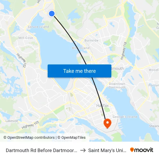 Dartmouth Rd Before Dartmoor Cr (6555) to Saint Mary's University map
