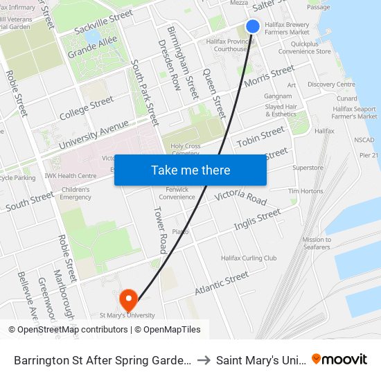 Barrington St After Spring Garden Rd (6124) to Saint Mary's University map