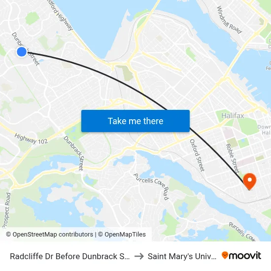 Radcliffe Dr Before Dunbrack St (8156) to Saint Mary's University map