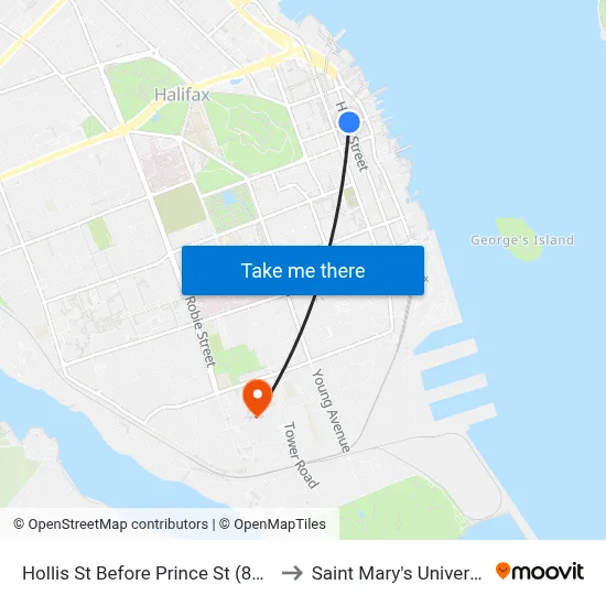 Hollis St Before Prince St (8822) to Saint Mary's University map