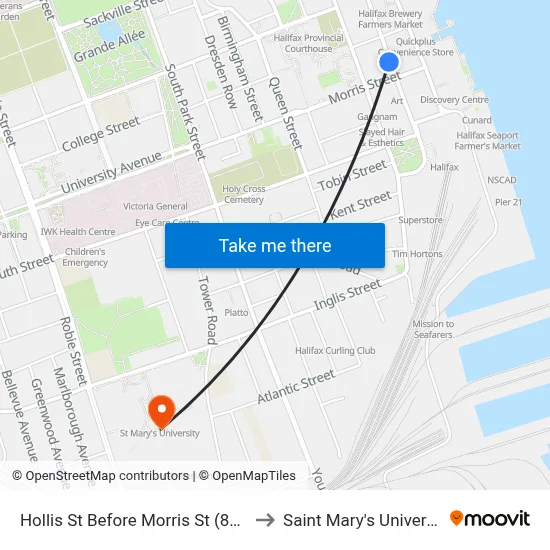 Hollis St Before Morris St (8825) to Saint Mary's University map