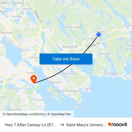 Hwy 7 After Canopy Ln (8776) to Saint Mary's University map