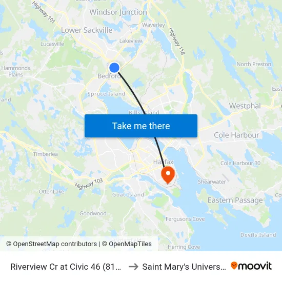 Riverview Cr at Civic 46 (8170) to Saint Mary's University map