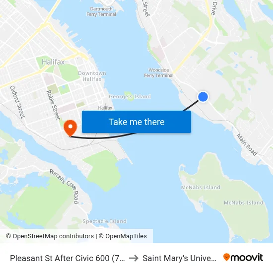 Pleasant St After Civic 600 (7469) to Saint Mary's University map