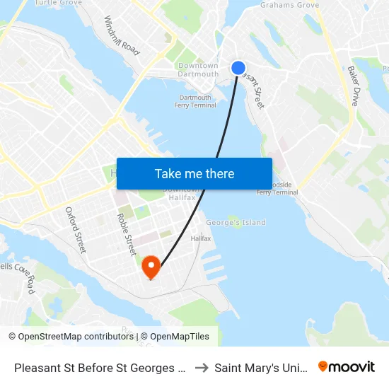 Pleasant St Before St Georges Ln (7468) to Saint Mary's University map