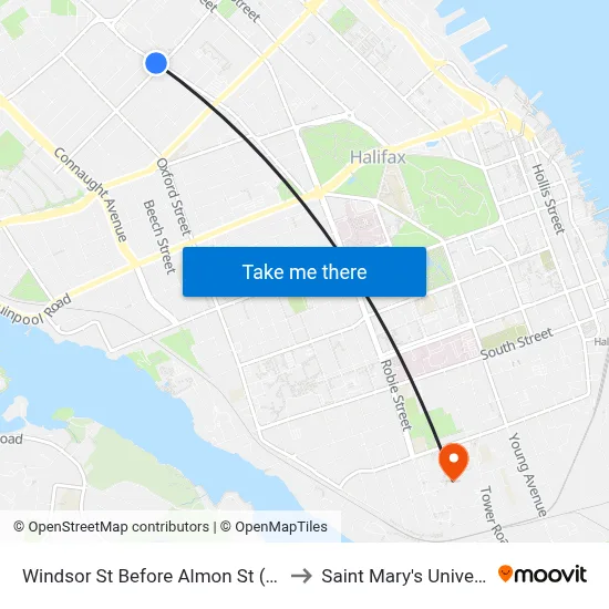 Windsor St Before Almon St (8557) to Saint Mary's University map