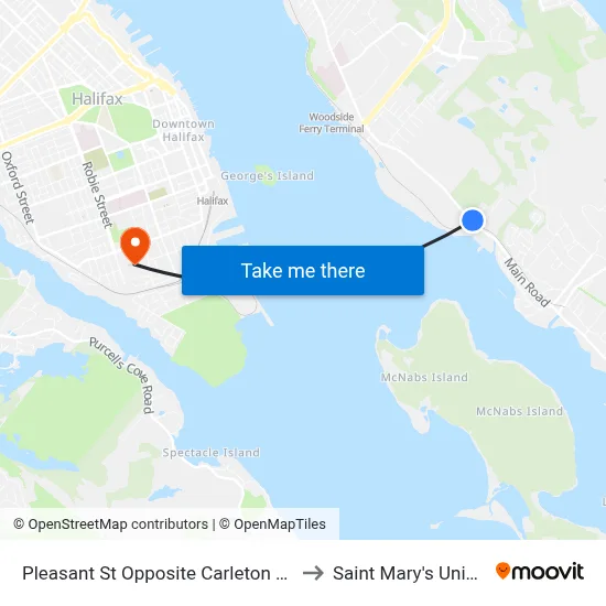 Pleasant St Opposite Carleton St (8004) to Saint Mary's University map