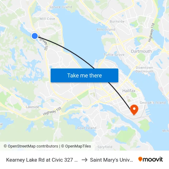 Kearney Lake Rd at Civic 327 (7278) to Saint Mary's University map