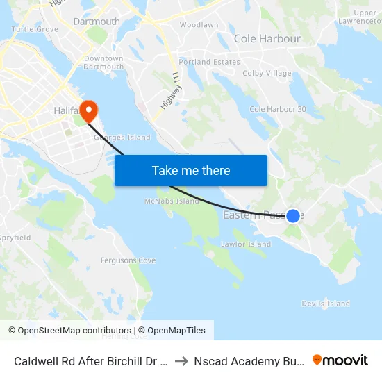 Caldwell Rd After Birchill Dr (2218) to Nscad Academy Building map