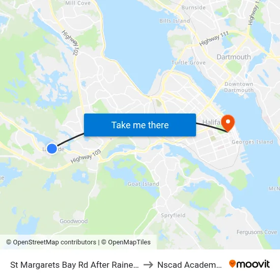 St Margarets Bay Rd After Raines Mill Rd (2328) to Nscad Academy Building map