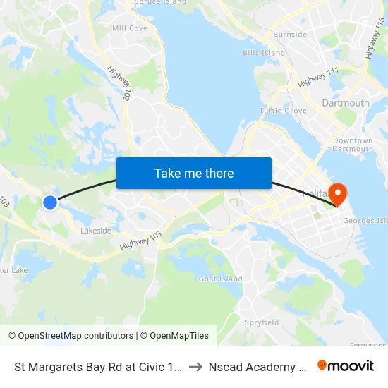 St Margarets Bay Rd at Civic 1917 (2330) to Nscad Academy Building map