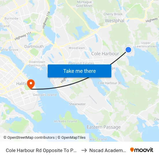 Cole Harbour Rd Opposite To Pacific Ave (2342) to Nscad Academy Building map