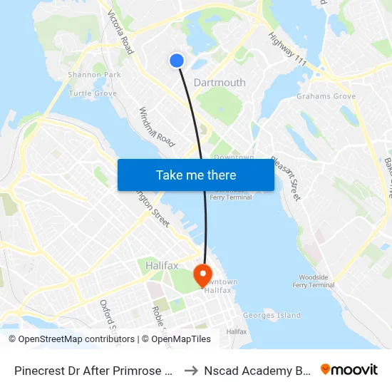 Pinecrest Dr After Primrose St (2369) to Nscad Academy Building map