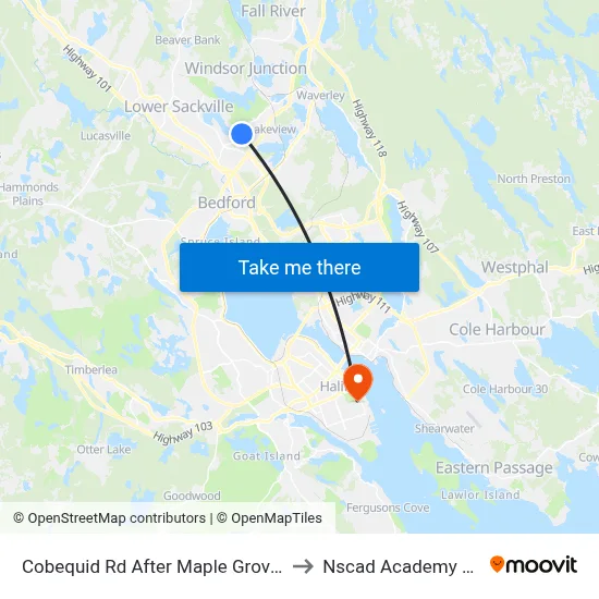 Cobequid Rd After Maple Grove Dr (2349) to Nscad Academy Building map