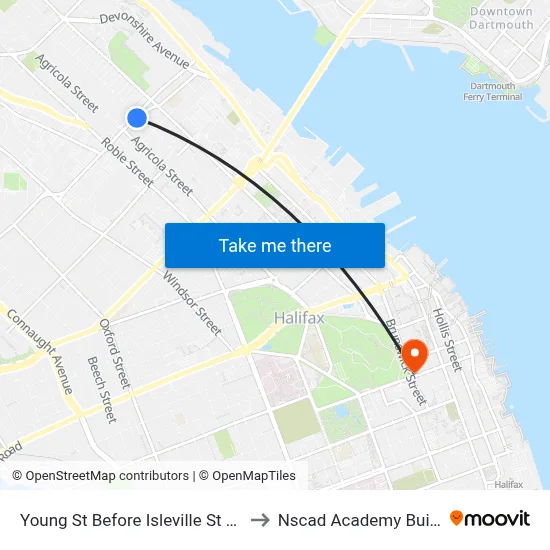 Young St Before Isleville St (2354) to Nscad Academy Building map