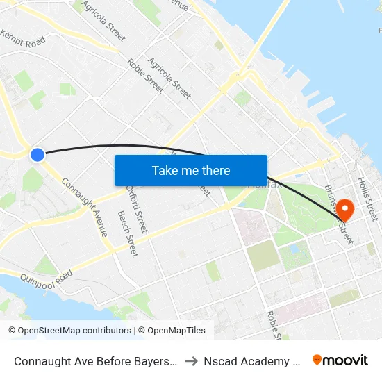 Connaught Ave Before Bayers Rd (2389) to Nscad Academy Building map