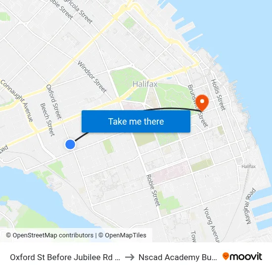 Oxford St Before Jubilee Rd (2308) to Nscad Academy Building map