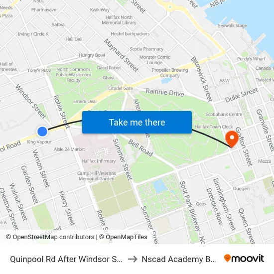 Quinpool Rd After Windsor St (2364) to Nscad Academy Building map