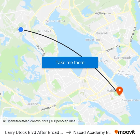 Larry Uteck Blvd After Broad St  (2368) to Nscad Academy Building map
