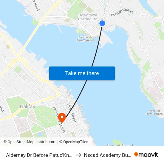 Alderney Dr Before Patuo'Kn (2359) to Nscad Academy Building map