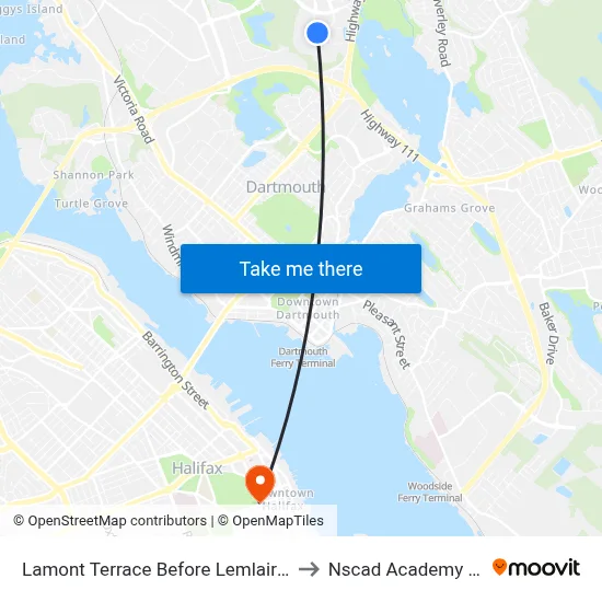Lamont Terrace Before Lemlair Row (8054) to Nscad Academy Building map