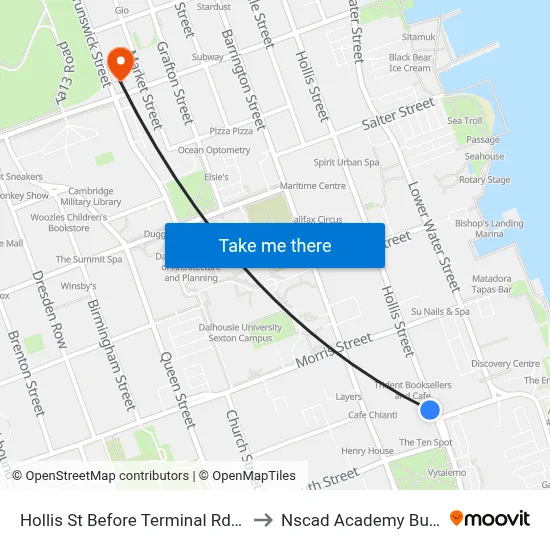 Hollis St Before Terminal Rd (8826) to Nscad Academy Building map