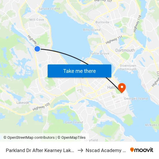 Parkland Dr After Kearney Lake Rd (9043) to Nscad Academy Building map