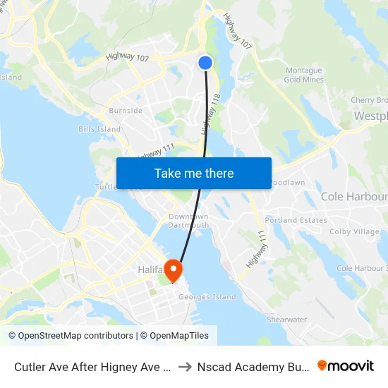 Cutler Ave After Higney Ave (2282) to Nscad Academy Building map