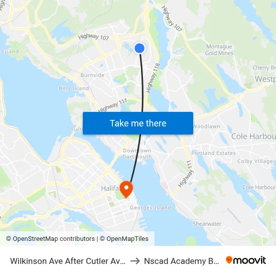 Wilkinson Ave After Cutler Ave (2284) to Nscad Academy Building map