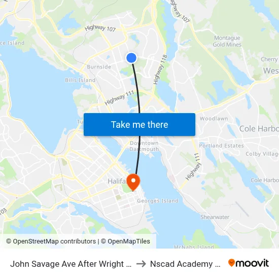 John Savage Ave After Wright Ave (2287) to Nscad Academy Building map