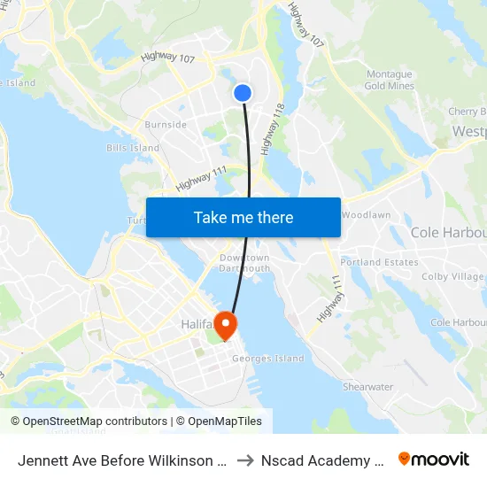 Jennett Ave Before Wilkinson Ave (2290) to Nscad Academy Building map