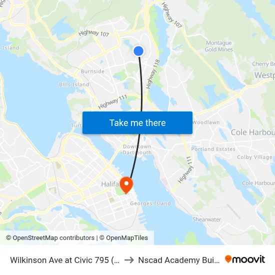 Wilkinson Ave at Civic 795 (2291) to Nscad Academy Building map