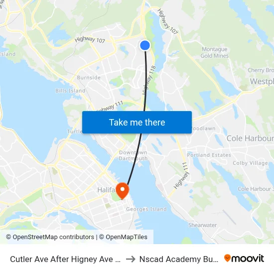 Cutler Ave After Higney Ave (2294) to Nscad Academy Building map