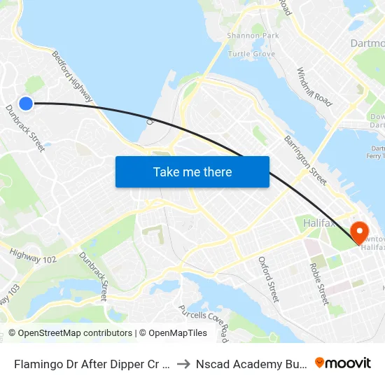 Flamingo Dr After Dipper Cr (2302) to Nscad Academy Building map