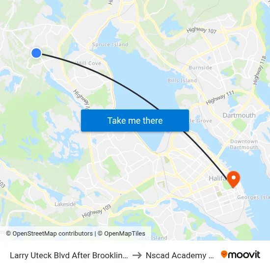Larry Uteck Blvd After Brookline Dr (2310) to Nscad Academy Building map