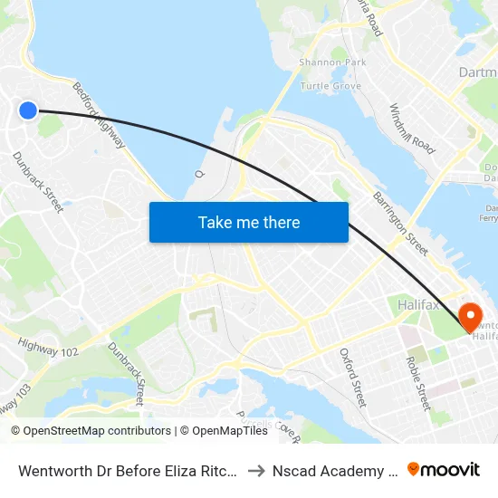 Wentworth Dr Before Eliza Ritchie Cr (2002) to Nscad Academy Building map